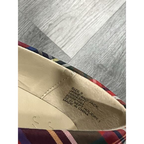 Janie and Jack Plaid Red Size 9 Toddler Girl Pointy Toe Holiday - Picture 5 of 5